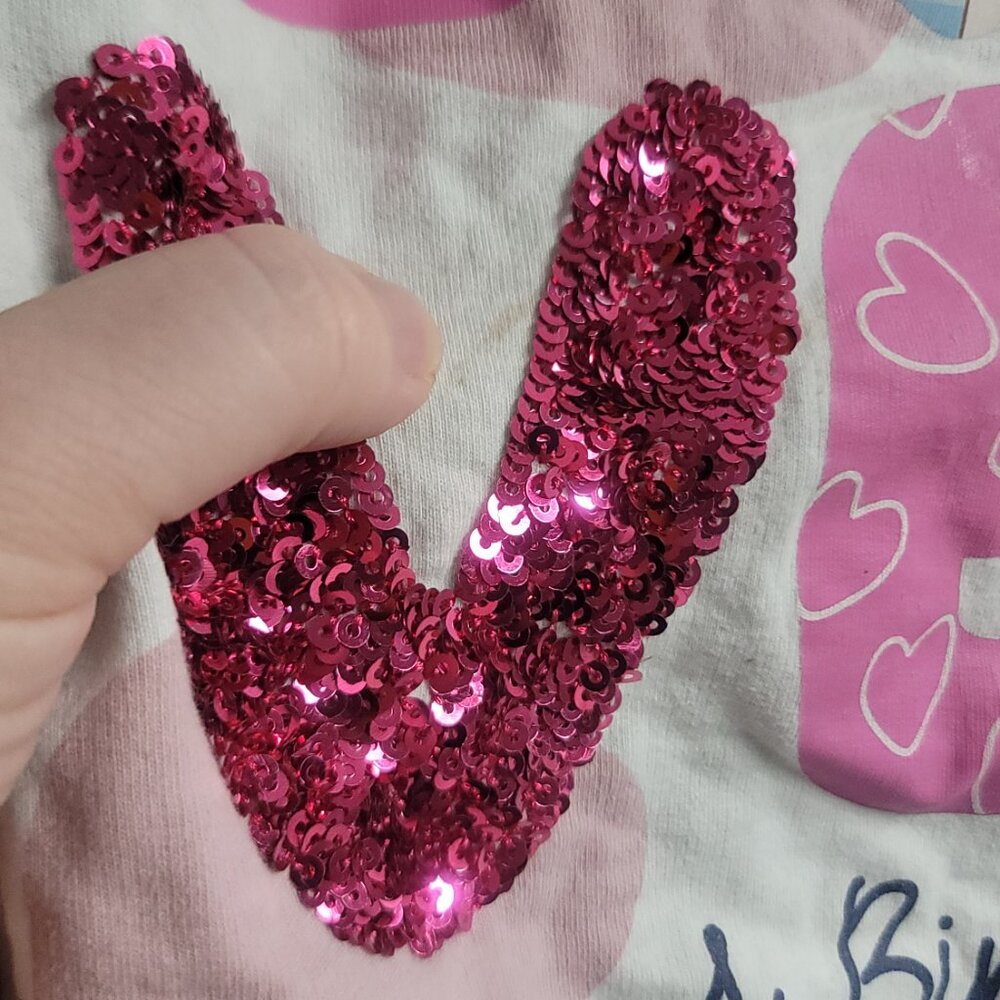 #537 Blue Bingo Heart Sweater sz approx 4T - Picture 2 of 5